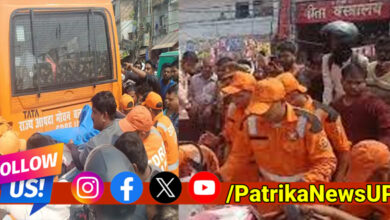 SDRF Bus Accident in lucknow e rickshaw driver trapped